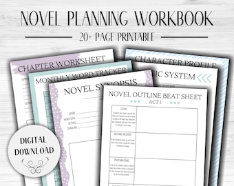 Novel Planning Workbook | Writing Printable | NaNoWriMo | Writing Planner