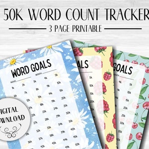 Süße Sommer Wort zählen druckbare | Word Tracker für Schriftsteller | Monatliche Autor Planer | Sofortiger Download | NaNoWriMo Zähler | Word-Ziel