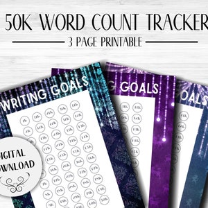 Einhorn Kristall Wort Zählen druckbare | Word Tracker für Schriftsteller | Monatliche Autor Planer | Sofortiger Download | NaNoWriMo Zähler | Word-Ziel