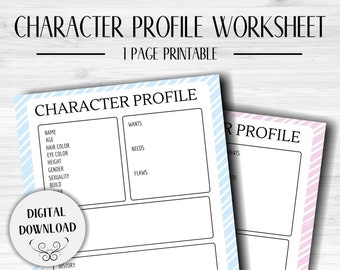 ♡プロフ必読♡ページ 1 Page Character Profile Worksheet | Writing Template