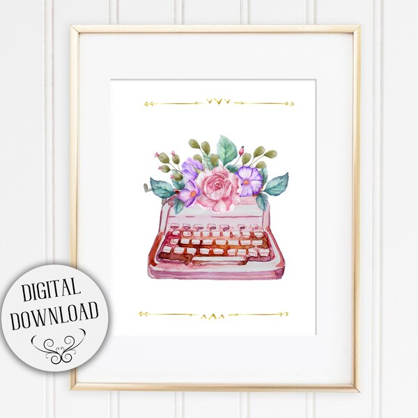 Pink Typewriter Etsy