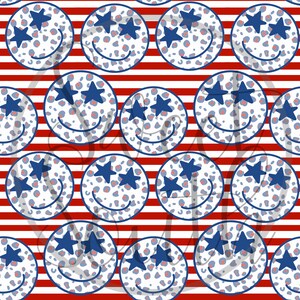 Red, White, Blue Smiley Seamless