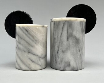 Vintage Postmodern Marble Kitchen Canisters