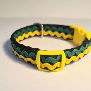 Black Yellow Green Rasta/ Jamaica Flag Colours Kitty Cat Collar boutique unique handmade safety release collar  charms  gift