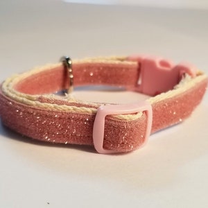 Sparkle Glitter Velvet Rose Dusty Pink Princess Kitty Cat Collar boutique handmade safety release collar Gift Christmas Xmas Halloween