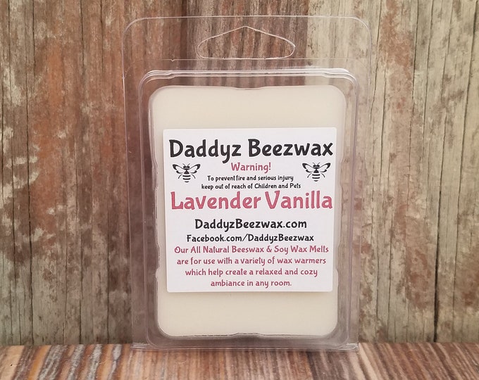 Lavender Vanilla: Scented All Natural Beeswax Coco Creme Melts! 6 Blocks Per Pack