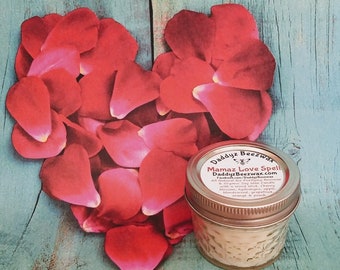 Mamaz Love Spell: 4oz Scented All Natural Air Purifying Beeswax Coco Creme Candle With a Wood Wick