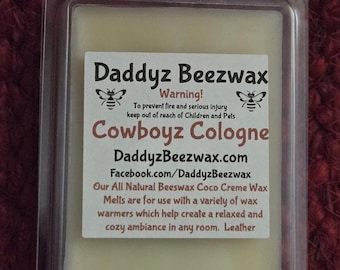 Cowboyz Cologne: Ultra Strong Scented Natural Beeswax Coco Creme Wax Melts! 6 Blocks Per Pack