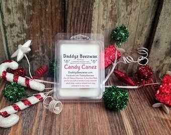Candy Canez: Peppermint Essential Oil All Natural Beeswax Coco Creme Melts - 6 Blocks Per Pack