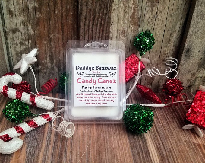 Candy Canez: Peppermint Essential Oil All Natural Beeswax Coco Creme Melts - 6 Blocks Per Pack