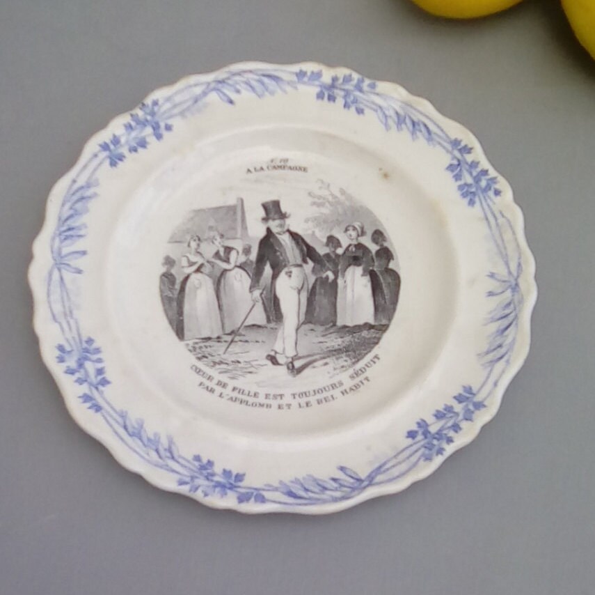 Plaque Historique Français de Faïence Antique Terre Cuite