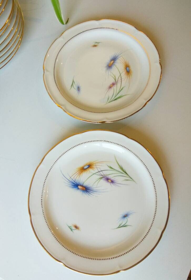 Le Milieu Du Siècle Moderne Français de Porcelaine Limoges Servant Des Assiettes. Paire d'assiettes 