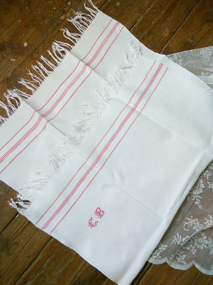 D'français de Gaufres en Coton Vintage. 5 Mélangés, Serviettes Thé, Tissus Plateau.