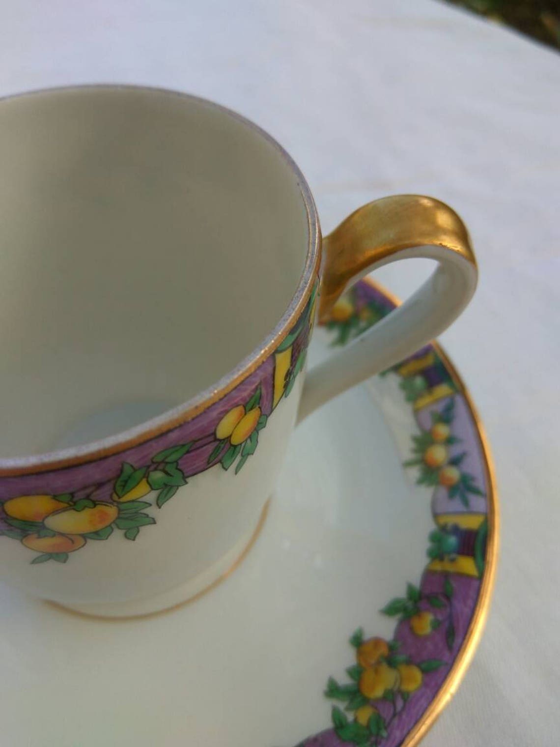 A Vintage French Limoges Porcelain Coffee Cup and Saucer. Etsy UK