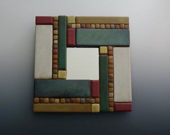 Mosaic Wall Mirror-Handmade Gift-Mirror Wall Hanging-Small Mosaic-Architectural Design-Decorative-Unique-One Of A Kind-Original Art Piece