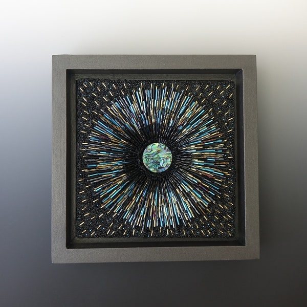 Galactic Bead Mosaic Mandala-Handmade Gift-Meditation Art-Grounding-Centering-Zen-One Of A Kind-Original Art-Intense Energy-Powerful-Unique
