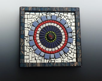 Mosaic Mandala-Handmade Gift-Meditation Art-Grounding and Centering-Zen Art-One Of A Kind-Original Art Piece-Tile-Mirror-Fused Glass Vortex