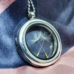 Real dandelion necklace locket, Personalized gift, Wish necklace, Friendship best friend gift, Real plant flower seeds, Good luck jewelry