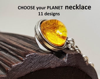 Tiny Sun Mercury Mars Earth Venus Jupiter Saturn Uranus Neptune Charon Pluto Necklace Space jewelry Solar system Pendant Galaxy Universe