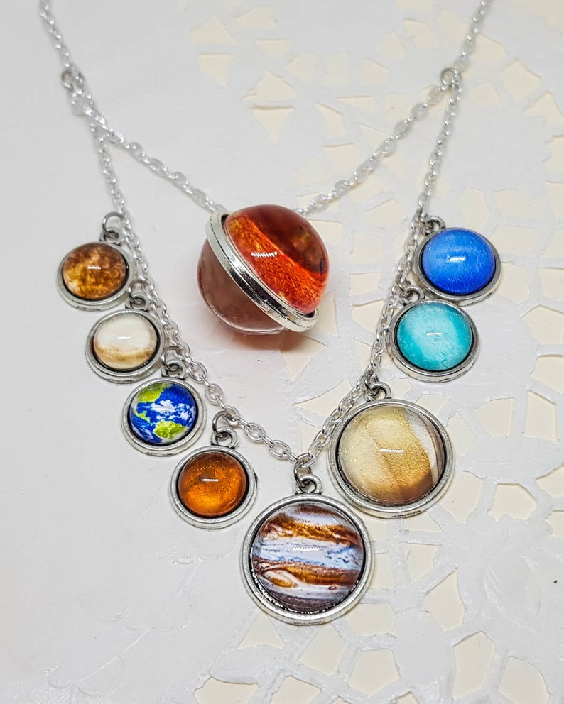 Solar System Necklace Necklace Statement Layered Etsy