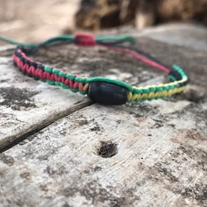 Hemp Rasta bracelet with wooden bead
