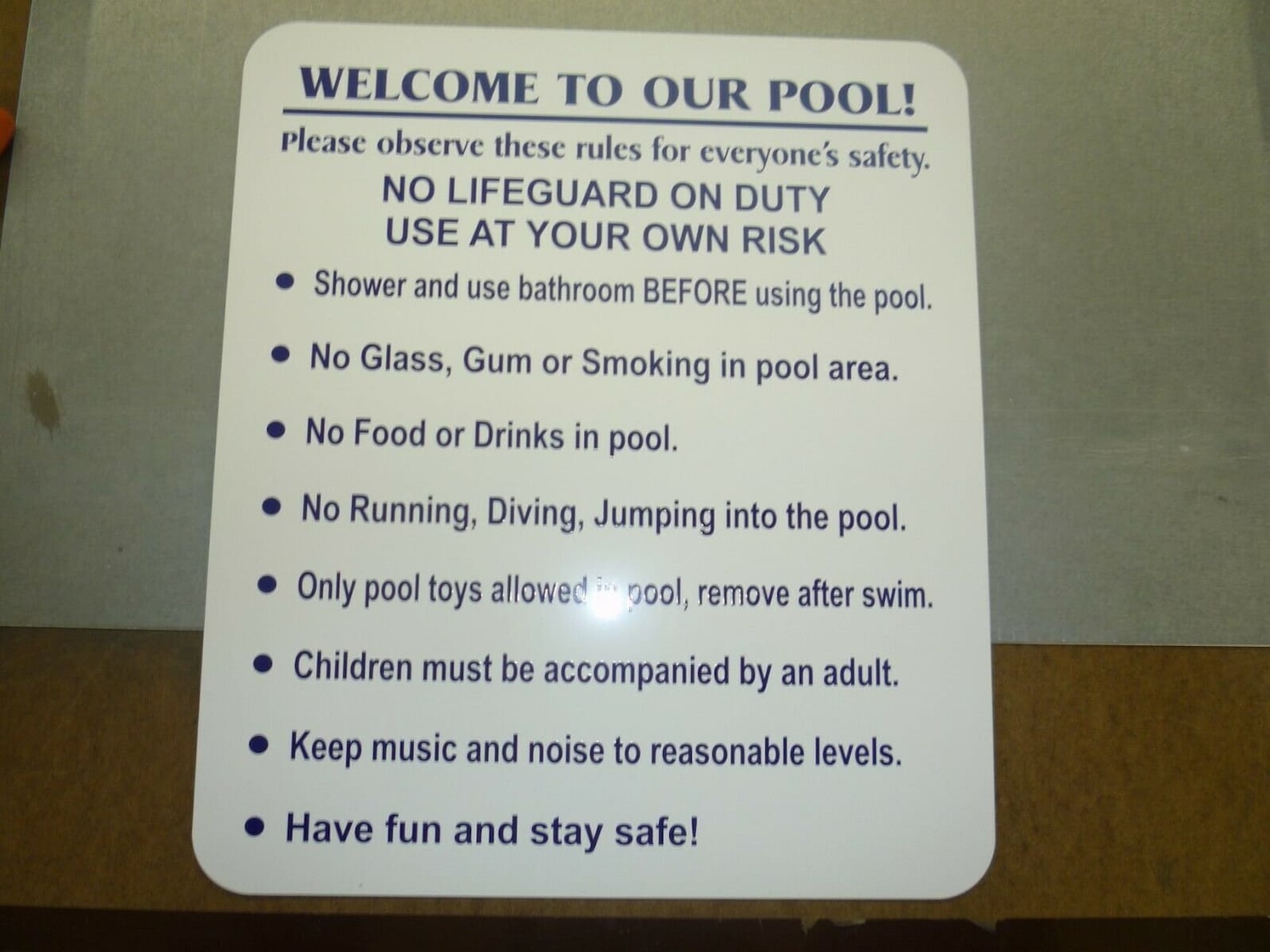 Swimming pool rules sign 13 x 15 permanent etsy
