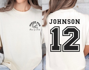 Comfort Colors® Senior Mom And Dad Football Shirt, Class Of 2026 Custom Number Tee, Senior Night Game Day Gift, Graduation Spirit Wear