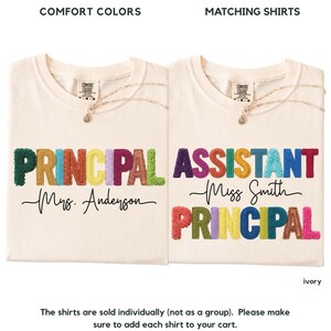 Custom Principal name Matching School staff Shirt with patchwork effect flat print, assistant principal tee,  Back To School Crew tshirt