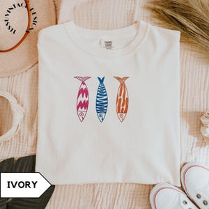 Embroidery Sardine fish shirt/ Retro Summer Coastal Shirt/ Fisherman aesthetic shirts/ summer camp girl/ summer mom club shirt/ beach club