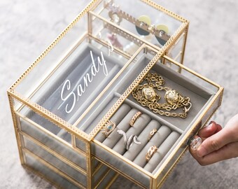 Glass jewelry box organizer deals