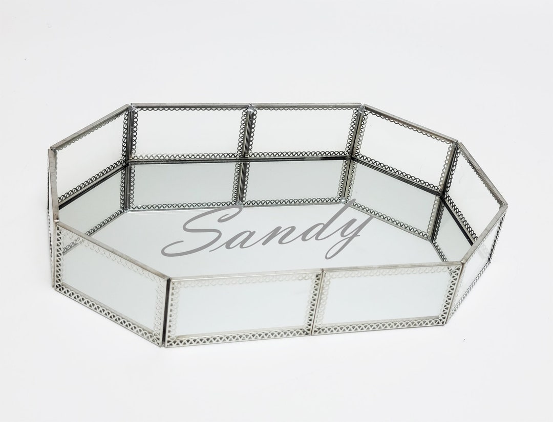 Personalized Name Vanity Tray Silver 12w Glass & Mirror Etsy