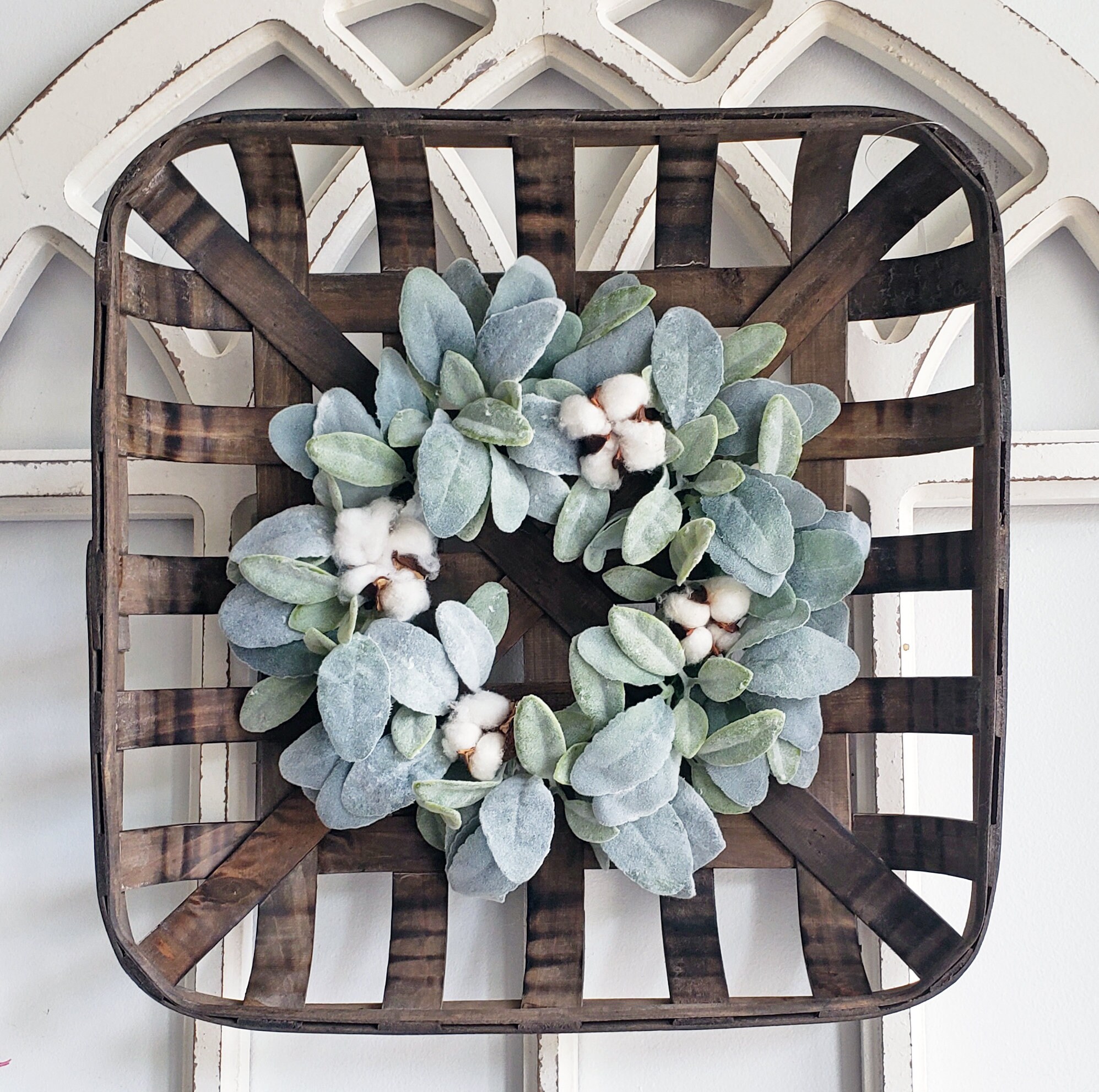 Tobacco Basket with Lambs Ear Wreath Wall Décor Etsy