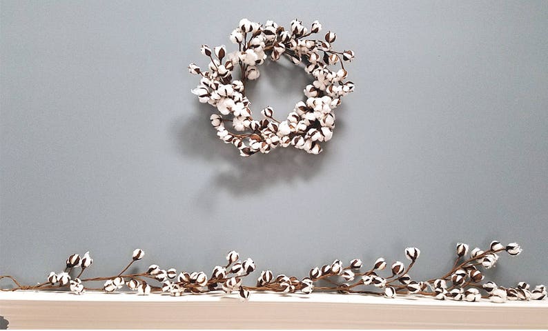 Farm House Rustic Natural Vintage Cotton /& pod GARLAND 6/' Harvest everyday DIY wreanth floral 72H Christmas for Fall