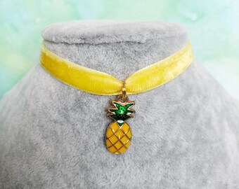 Pineapple Dole Whip Disney Kawaii Fruit Velvet Choker Necklace Disneybound