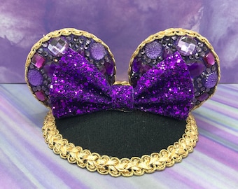 Disney Fascinator Villains Black Purple Jewelled Mickey Ears Dapper FascinatEars