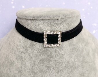 Pirate Captain Buckle Black Velvet Choker Necklace