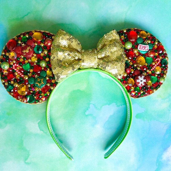 Disney Christmas Minnie *REDUCED* Joyeux Nöel Red Sequin Jewelled Rhinestone Mickey Ears