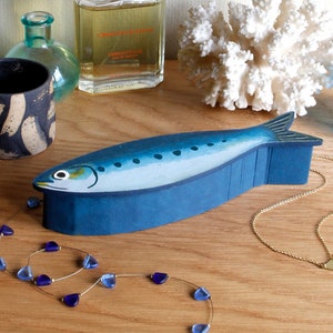 Sardine Jewellery Box, handmade and hand-painted