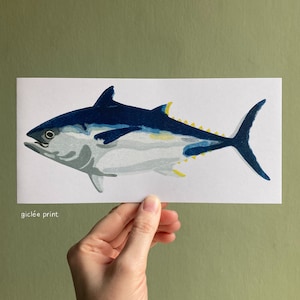 Blauflossen-Thunfisch Linoldruck Grußkarte