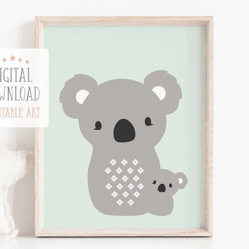 Koala Nursery Print Australian Animal Prints Nursey Decor - Etsy