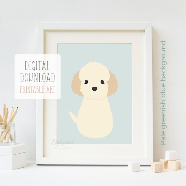 Labradoodle Nursery Art, Puppy Print, Printable Digital Download, Dog Wall Art, Puppy Kids Wall Art, Mom and Baby Gift