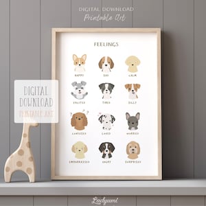 Feelings Chart Poster: Earth Tones Kids Decor (Digital Download)