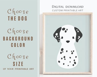 One Dog Printable Wall Art with Custom Color - Digital File