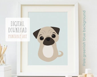 Pug Print: Puppy Nursery Wall Art (Digital Download)