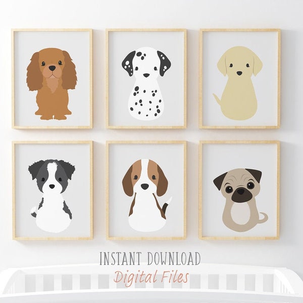 Dog Breeds Nursery Art Print Set: Puppy Wall Decor (Digital Download)