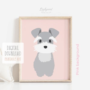 Schnauzer Nursery Print: Pink Puppy Art (Digital Download)