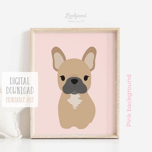 French Bulldog Print: Pink Nursery Decor, Puppy Wall Art (Digital Download)