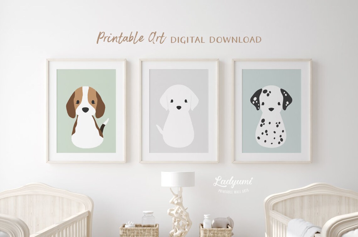 Dog Nursery Wall Arts Printable Kids Wall Art Nursery Animal Etsy