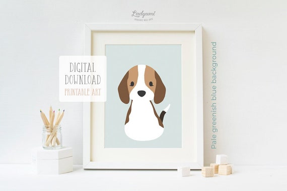 Puppy Nursery Print Cute Puppy Printable Art Beagle Print | Etsy