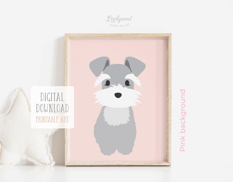 Dog Nursery Prints, Baby Girl Gift, Nursery Art, Pink Nursery Decor, Puppy Prints Set of 6, Girls Room Decor, Printable Digital Download Art image 7